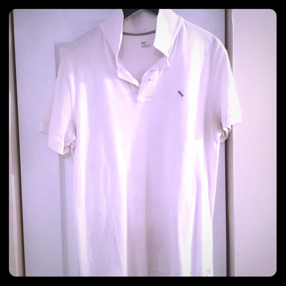 Men's Gap White Athletic Fit Polo size L